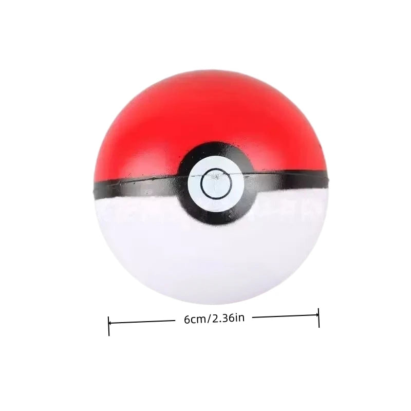 6cm Pokémon Poké Ball Stress Relief Ball Fun Pet Toy Squeezable Dog Fitness Ball Cat and Dog Play Ball Round Ball Toy