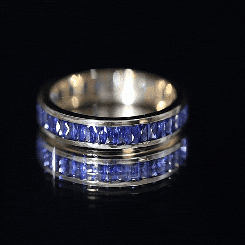 Certified Lab Grown Blue Sapphire Baguette Eternity Band Ring for Women  nurture and calm the mind make you successful